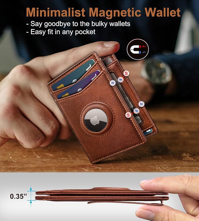 Airtag Wallet for Men- with Money Clip Gift Boxed, Magnetic Closure Slim - Image 4