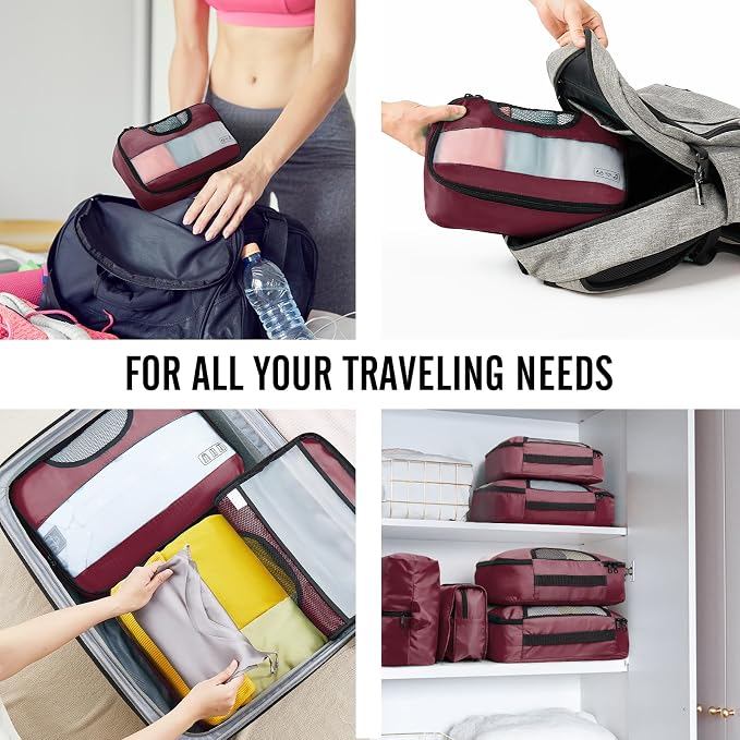 Veken 8 Set Packing Cubes for Travel Essentials, Suitcase Organizer Bags in 4 - Image 7