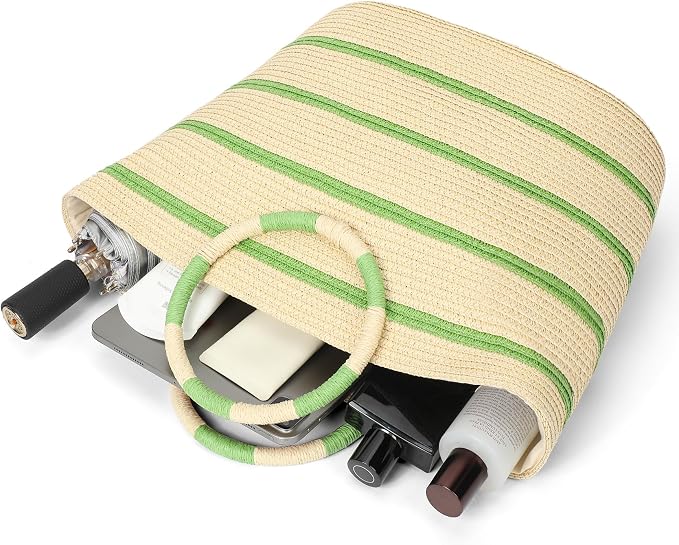 Beach Bags for Women Straw Tote Bag Summer Beach Bag Large Woven Straw Tote for - Image 2