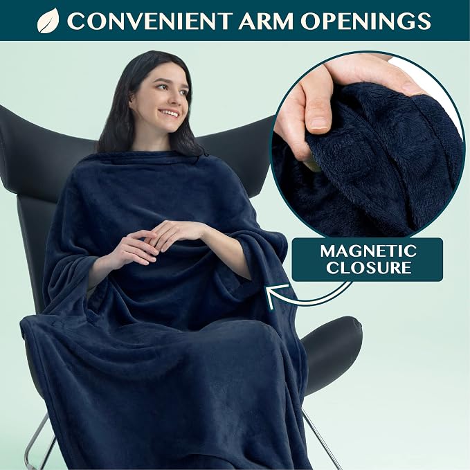 PAVILIA Travel Blanket and Pillow, Arms Opening Airplane Blankets - Image 2