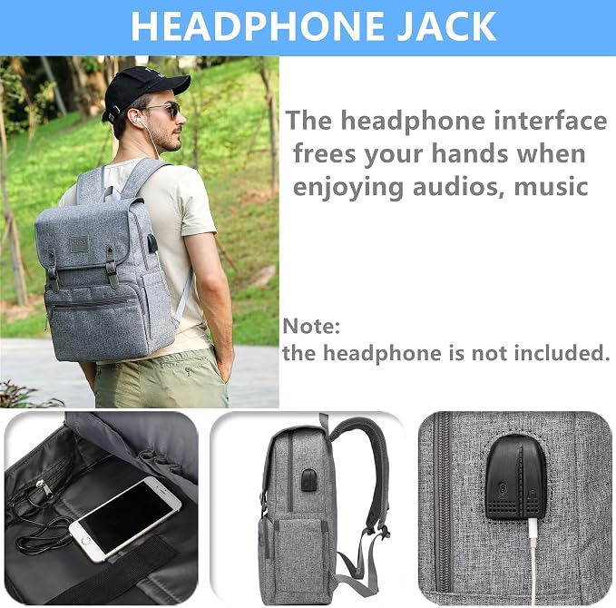 HFSX Laptop Backpack Men Women Vintage Backpack Bookbag College Backpacks - Image 3