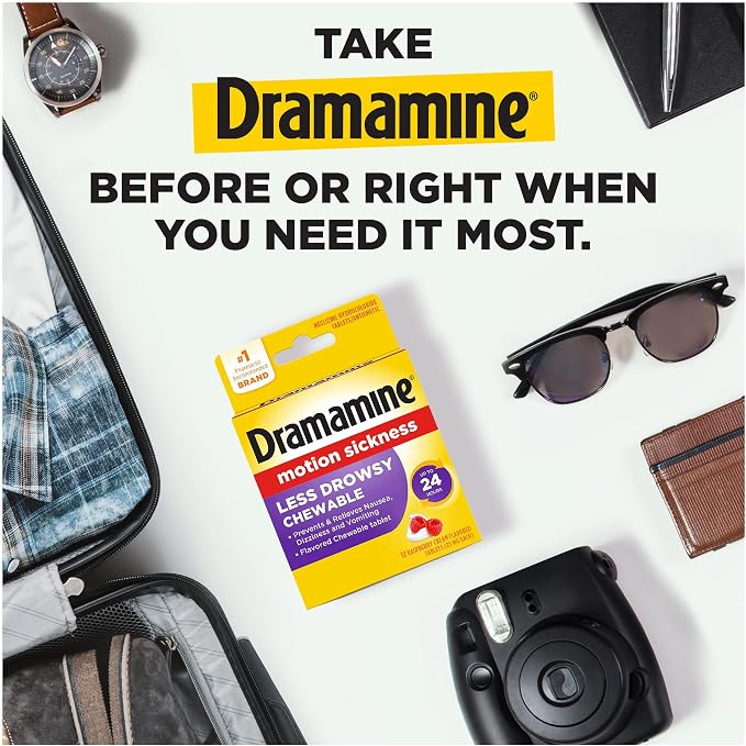 Dramamine Chewable Less Drowsy, Motion Sickness Relief, Raspberry Cream Flavor - Image 4