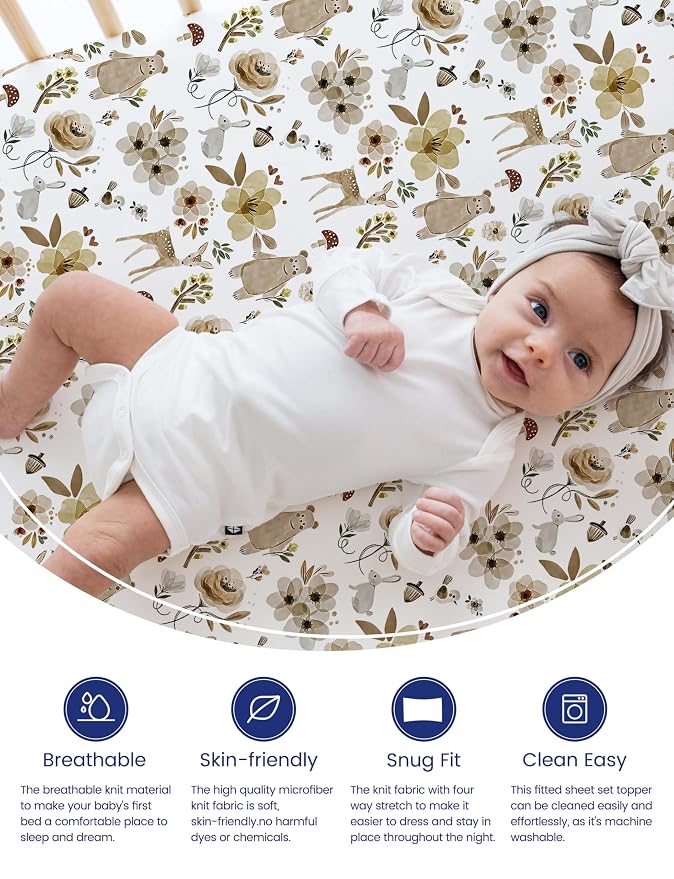 TotAha Crib Sheets for Boys Girls, Buttery Soft Crib Mattress Fitted Sheet - Image 2