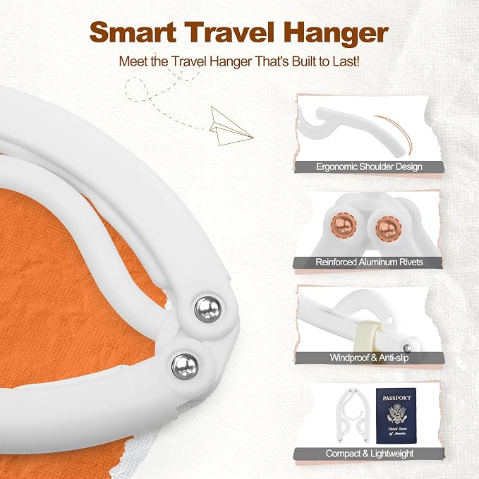 HOUSE DAY Foldable Travel Hangers 10 Pack w/10 Clips, Cruise Essentials 2025 - Image 9