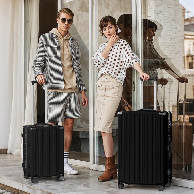 AnyZip Luggage Sets 2 Piece Aluminum Frame Carry On and Checked Suitcase PC ABS - Image 2