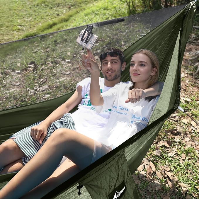 Camping Hammock with Mosquito Net and Ridge Rope, Extra Large - Image 8