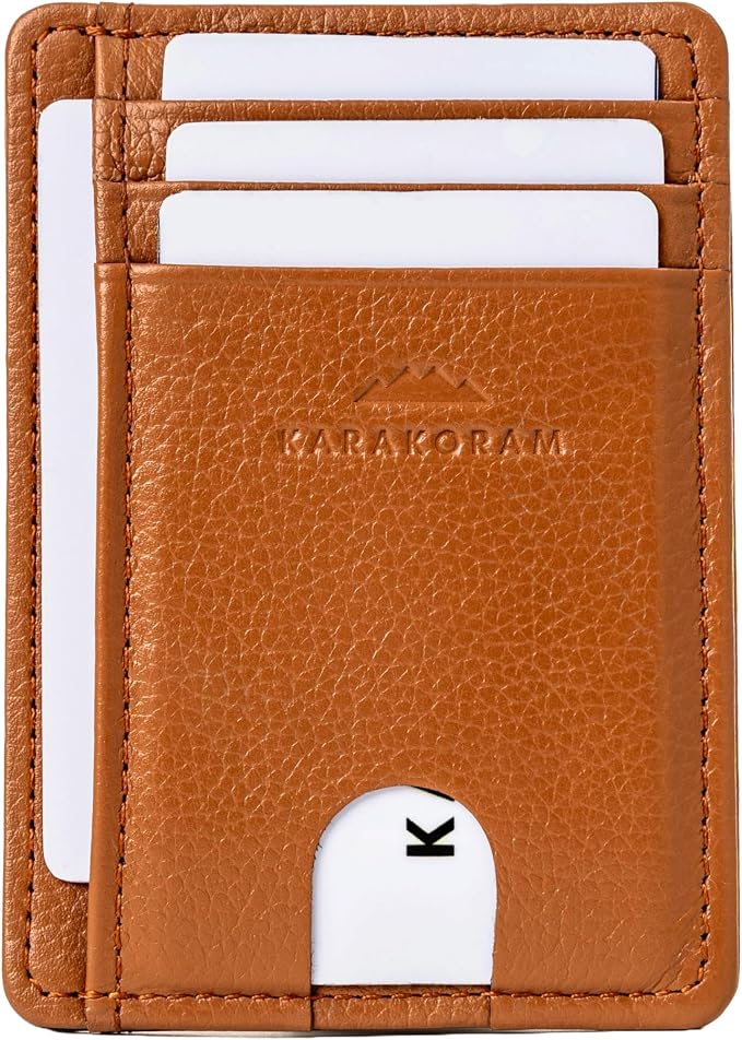 KARAKORAM Vertical Handcrafted Premium Leather Front Pocket Credit Card Holder by KARAKORAM