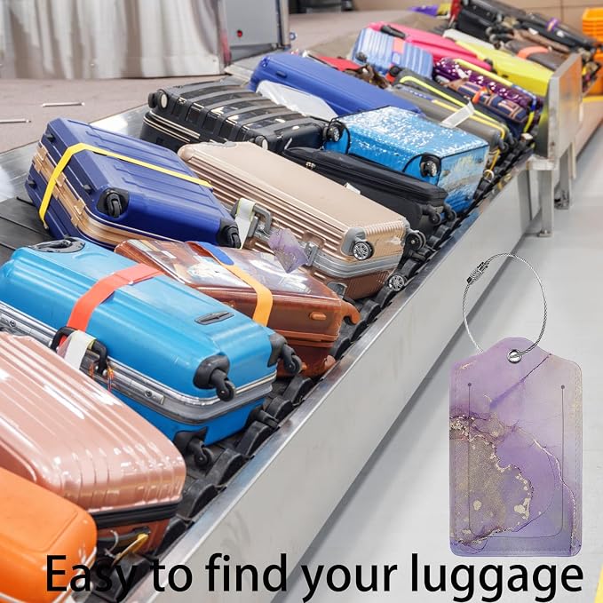 Light Purple Marble Luggage Tag Personalized Luggage Tags - Image 5