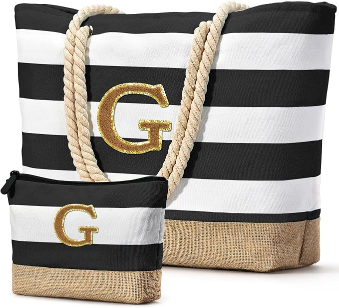 Becokan Beach Bag Initial Beach Tote by BecokanBeachBagSpecialist