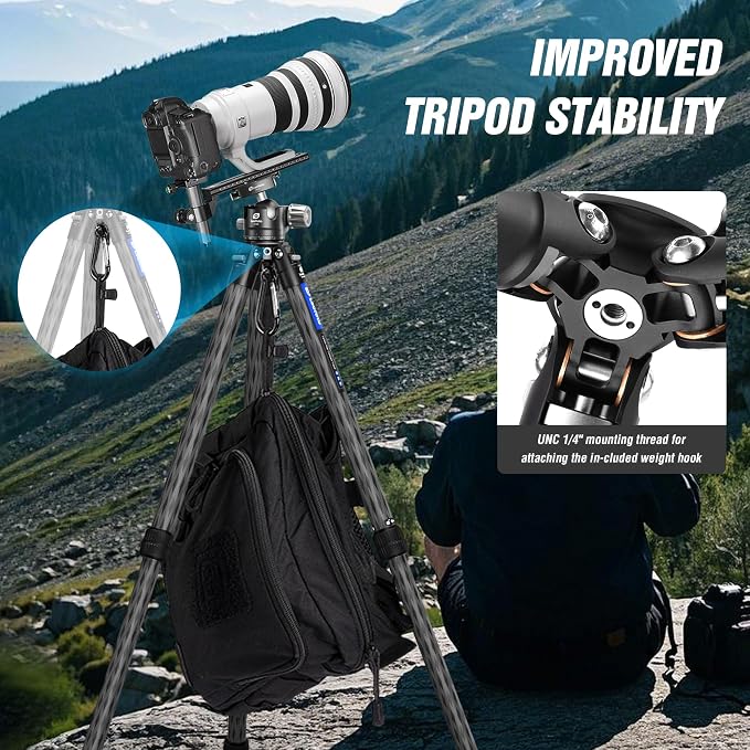 71" Carbon Fiber Travel Tripod - Image 4