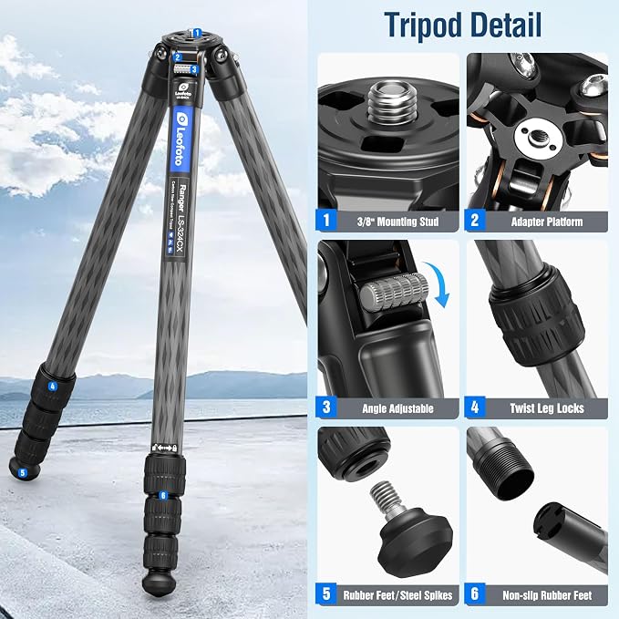 Carbon Fiber Lightweight Travel Tripod, Max Load 33.07lb - Image 6