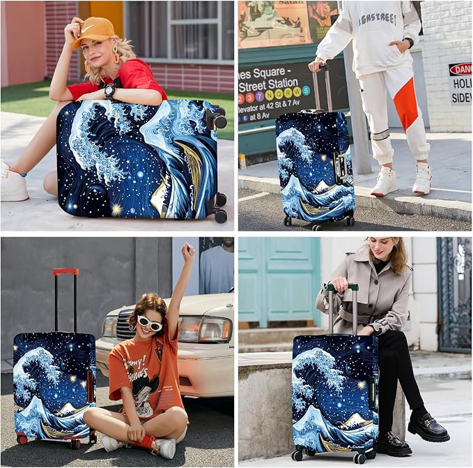 ANNA QUEEN Starry Ocean Wave Luggage Cover, Suitcase Protector - Image 2