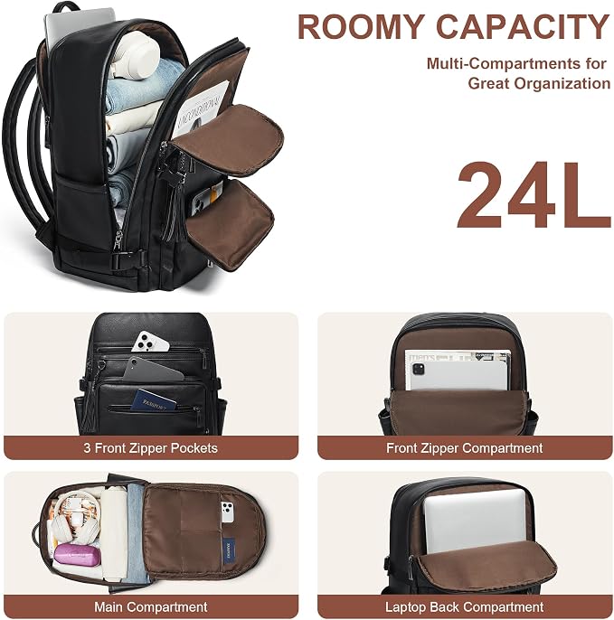 Shrrie Laptop Backpack for Women, Vegan Leather Backpack Work Computer - Image 3