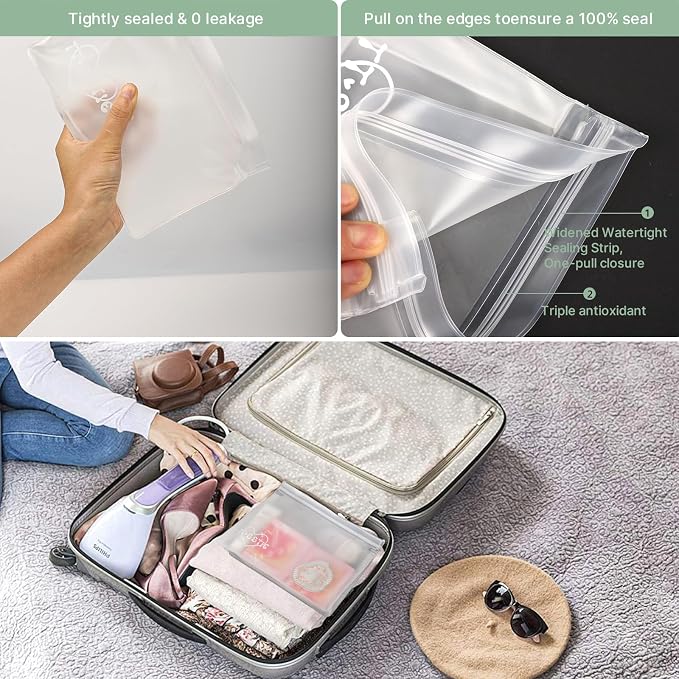 5 Pack Clear Toiletry bags, TSA Approved Quart Size Zipper Bags, PEVA Material - Image 4