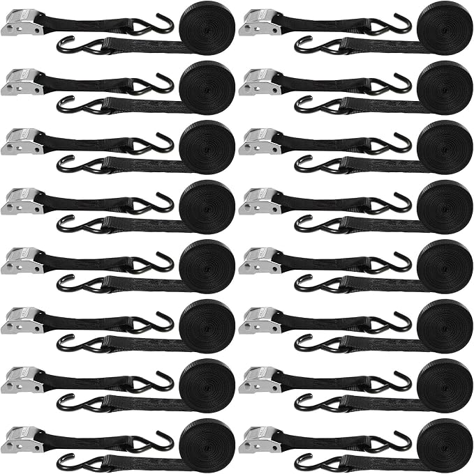16 Pcs Cambuckle Tie Down Straps 1763lbs Break Strength Securing Straps 1'' x by Riakrum