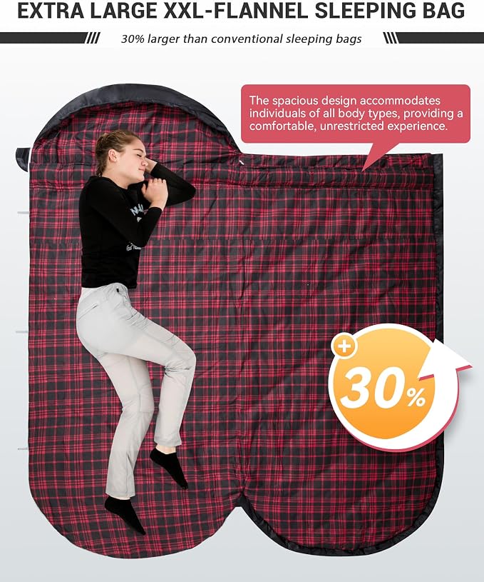 KingCamp Sleeping Bag for Adults, Cold Weather & Warm Extra Wide Big & Tall XL - Image 2