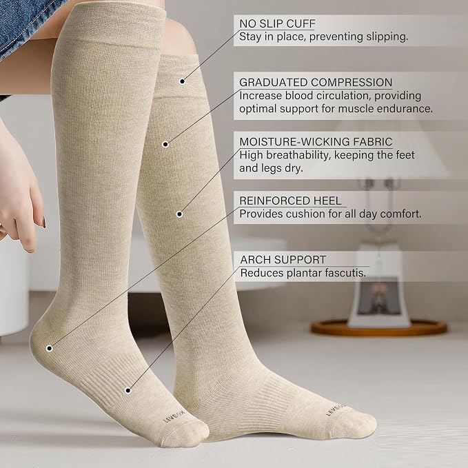 LEVSOX Compression Socks for Pregnant Women 20-30 mmHg Knee High Cute Funny - Image 2