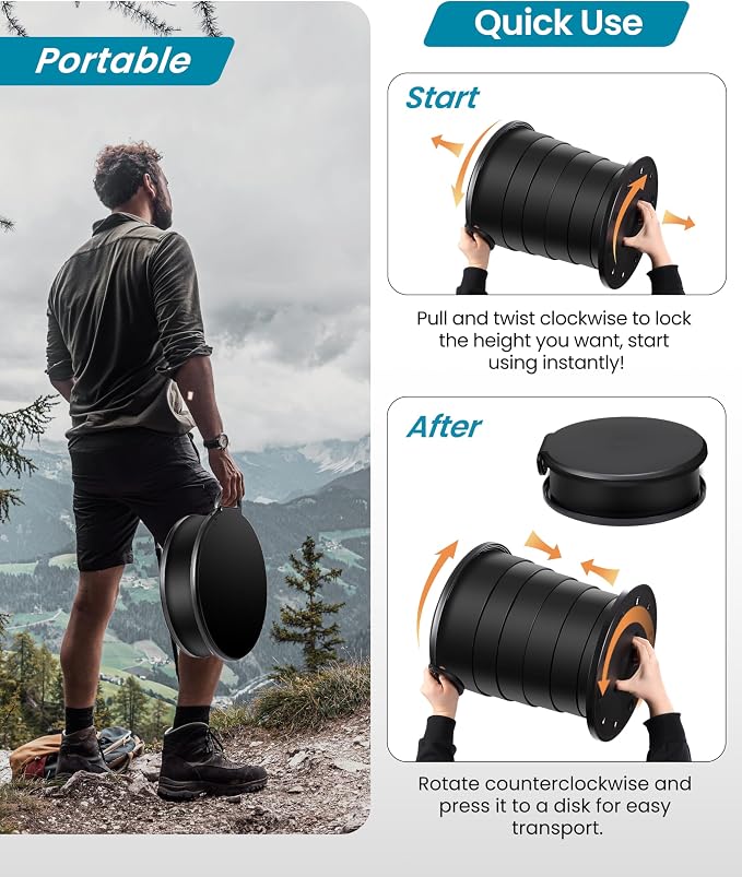 TRIPTIPS Upgrade Retractable Portable Toilet Travel Toilet Adjustable Height - Image 6
