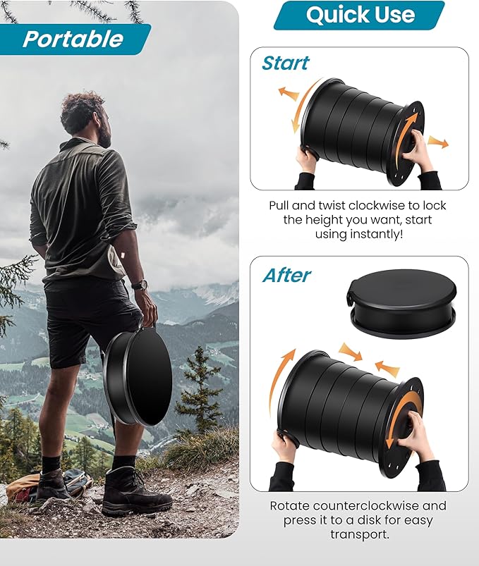 TRIPTIPS Upgrade Retractable Portable Toilet Travel Toilet Adjustable Height - Image 6