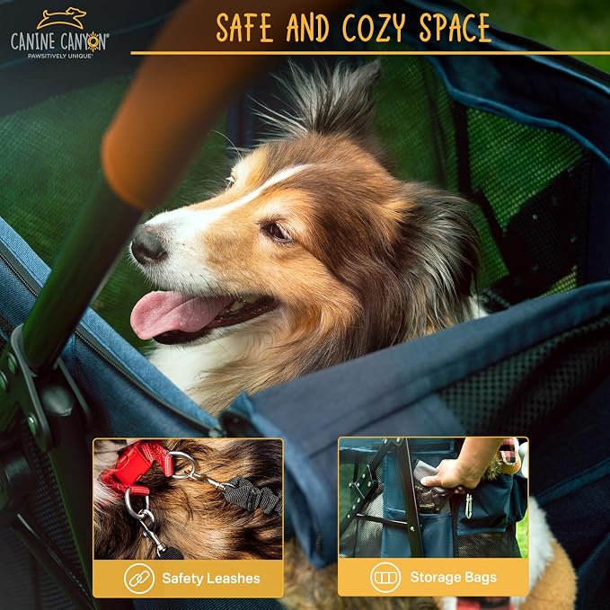 Upgraded 4 Wheels Pet Stroller for Small/Medium Dogs- One Button Fold, - Image 6
