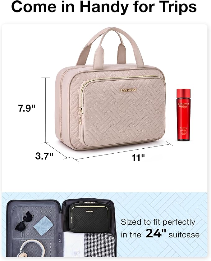 BAGSMART Travel Toiletry Bag Hanging Travel Makeup Organizer Cosmetic Bag - Image 6