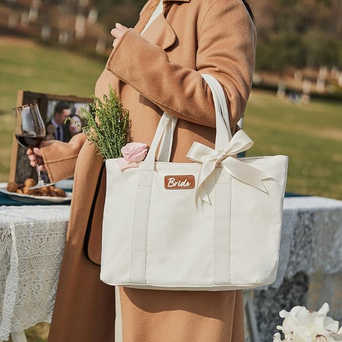 AW BRIDAL Monogram Canvas Tote Bag - Image 8