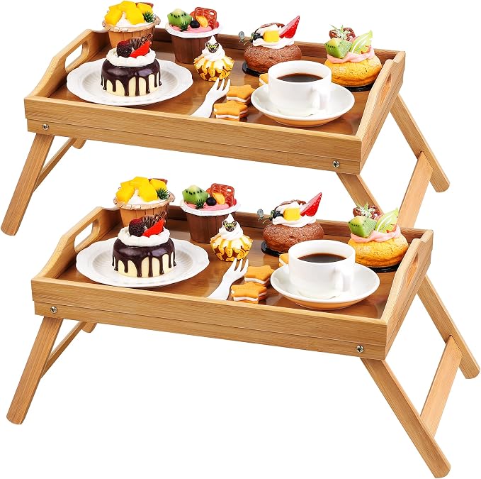 Ruisita 2 Pack Bamboo Bed Tray Table by Ruisita