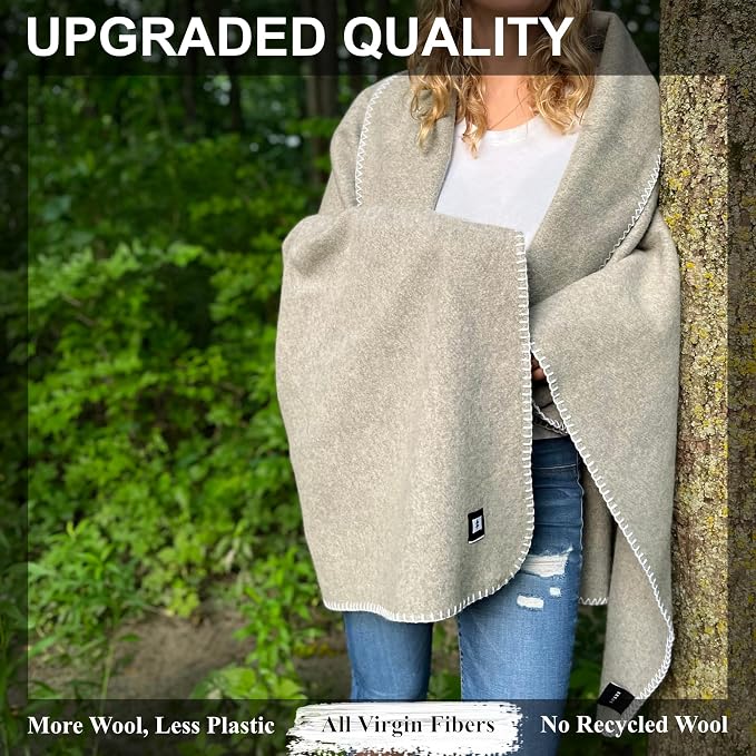 EKTOS 100% Virgin Wool Blanket, Heavy Duty Camp Gear, Cold Weather Bedding - Image 3