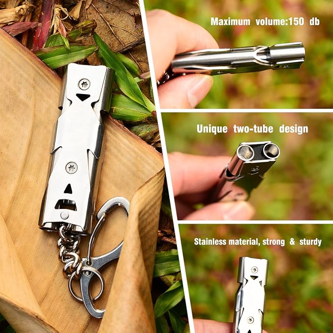 Whistle Emergency Whistles Keychain Rape Whistle Stainless Steel High Decibel - Image 5