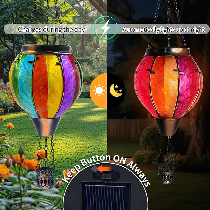 Colorful Hot Air Balloon Solar Lantern - Image 3