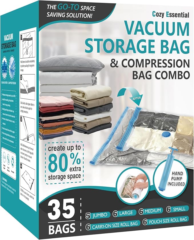 35 Pack Space Saver Bags Compression Storage Bags by CozyEssential