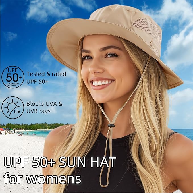 Connectyle Women's UPF 50+ Sun Hat UV Protection Wide Brim Bucket Hat Summer - Image 2