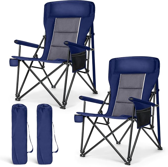LET'S CAMP Oversized Camping Chairs 29.52" High Back Heavy Duty Lawn Chair by LETSCAMP