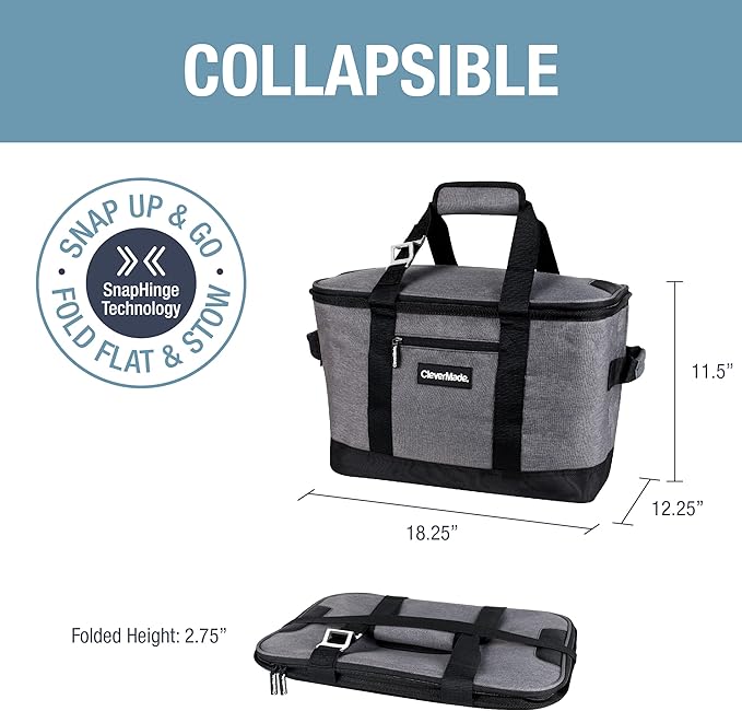 CleverMade Collapsible Insulated Cooler Bag – Leakproof Soft Folding Cooler - Image 3
