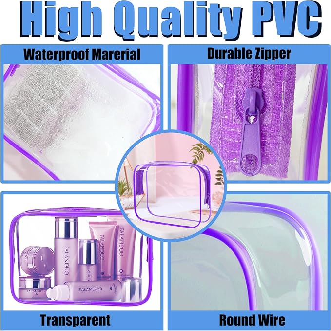4Pack Clear Makeup Bags Waterproof Organizer Bags - Image 3