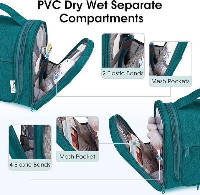 Narwey Hanging Toiletry Bag for Women Travel Makeup Bag Organizer Toiletries - Image 3