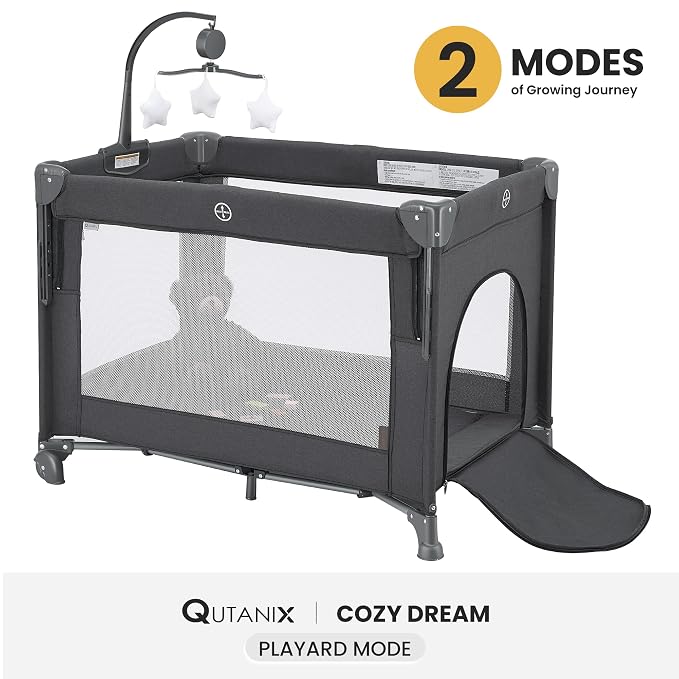 2-in-1 Pack and Play with Mattress, Baby Bassinet Bedside Sleeper, Bedside - Image 3