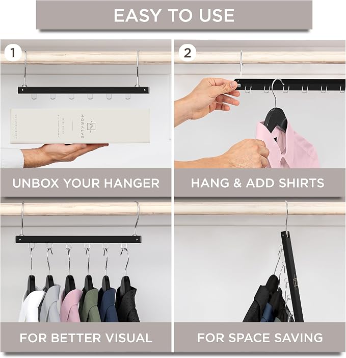 MORALVE Space Saving Hangers for Closet – 4 Pack European Beechwood 6-Tier - Image 7
