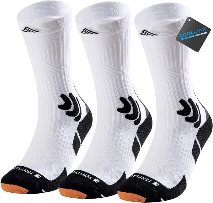 Men's Compression Running Socks: Coolmax Athletic Crew Socks Moisture Wicking by TENYSAF%C2%AE