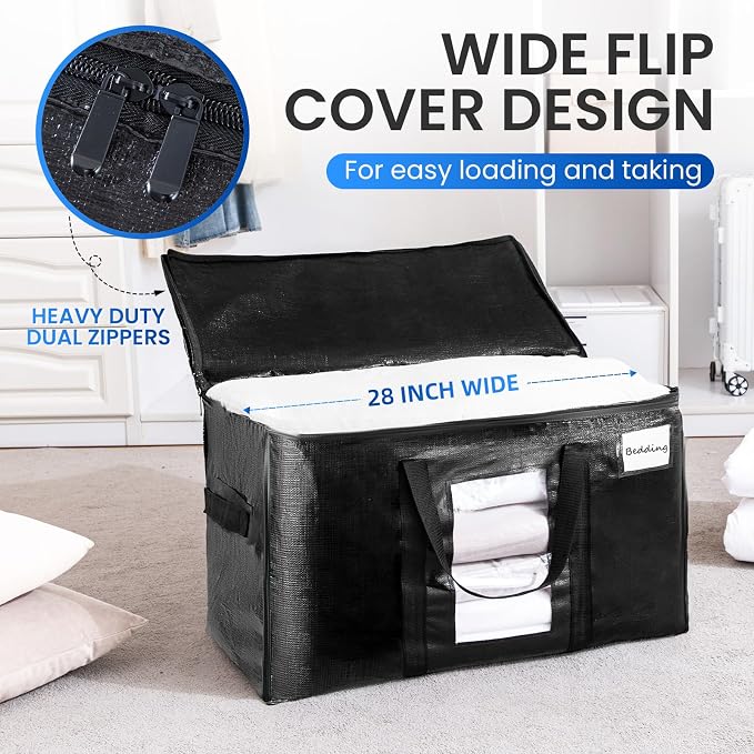 TAILI Extra Large Moving Bags, 4 Pack Black Heavy Duty Totes - Image 4