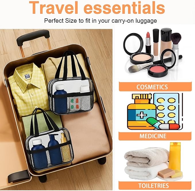 XEWEA 2PCS Small TSA Approved Clear Travel Toiletry Bags - Image 7