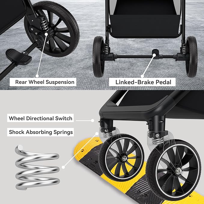Baby Stroller 2 in 1 Newborn Convertible Stroller Bassinet - Image 6