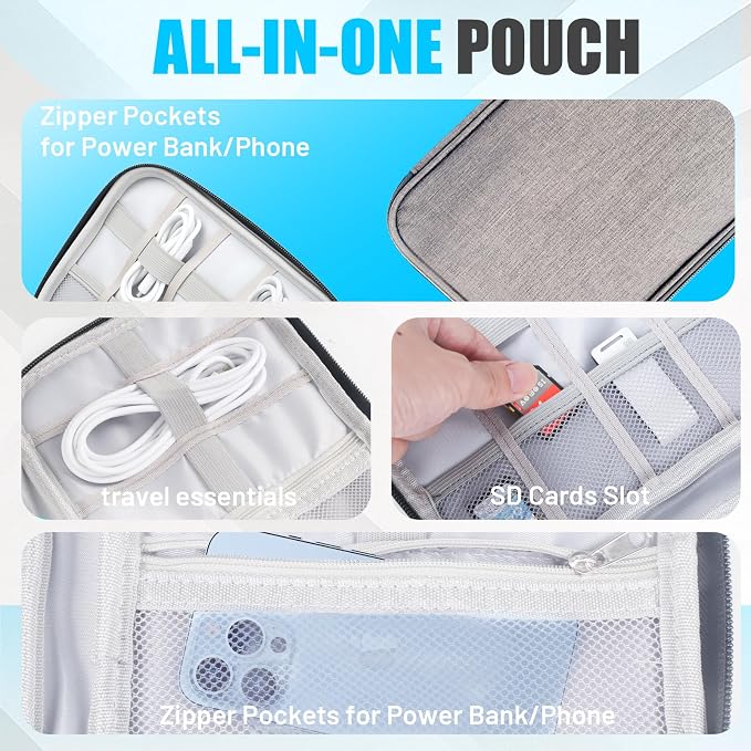 Travel Cable Organizer Bag, Electronics Organizer Tech Pouch - Image 3