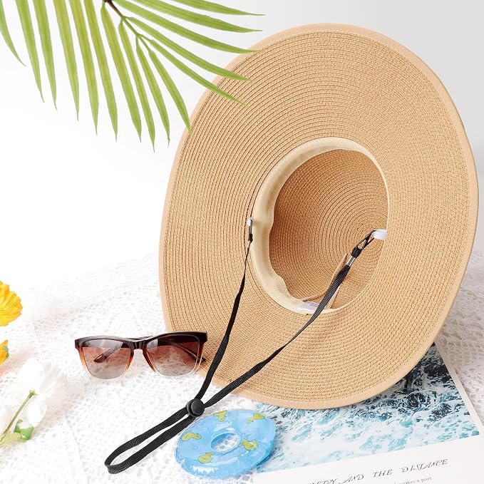 DRESHOW Beach Hats for Women Big Straw Wide Brim Summer Hat Floppy Foldable - Image 6