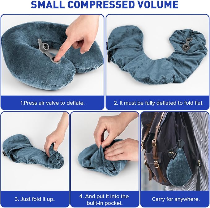 Rewondah Neck Pillows for Travel, Inflatable Travel Pillow, Inflatable Neck - Image 6