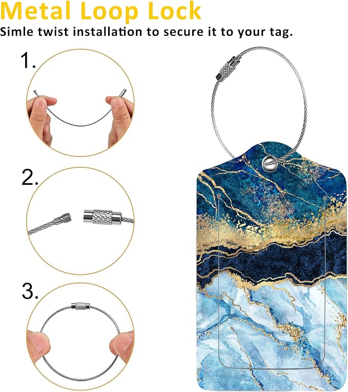 2 Pack Abstract Marble Luggage Tags - Image 3