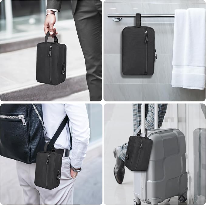 Toiletry Bag for Men, YKK Zippers Hanging Bathroom Shower Hygiene Bag - Image 6