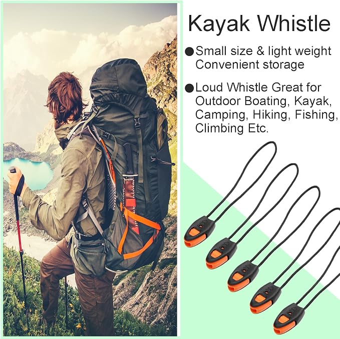 5 Pack Zipper Pull Whistles, Loud Emergency Survival Whistle - Image 4