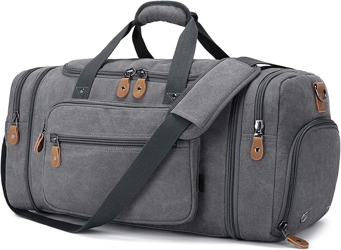 Gonex Canvas Duffle Bag 60L Travel Duffel Overnight Weekend Bag by Gonex