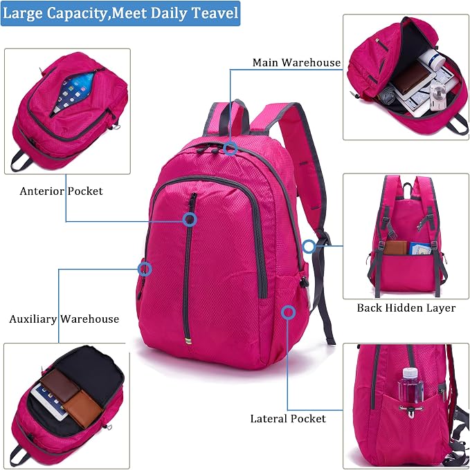 YZAOLL 25L Lightweight Packable Hiking Backpack Waterproof Hiking Daypack - Image 5